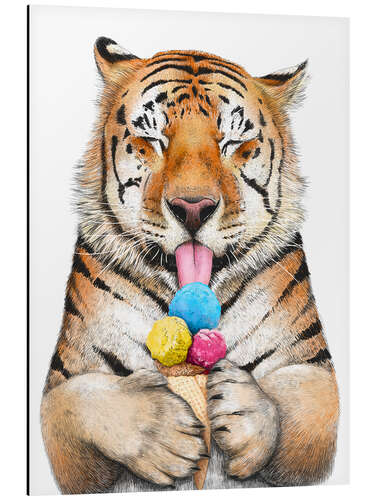 Aluminium print Tiger with ice cream