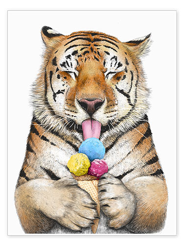 Poster Tiger with ice cream