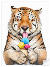 Wall sticker Tiger with ice cream