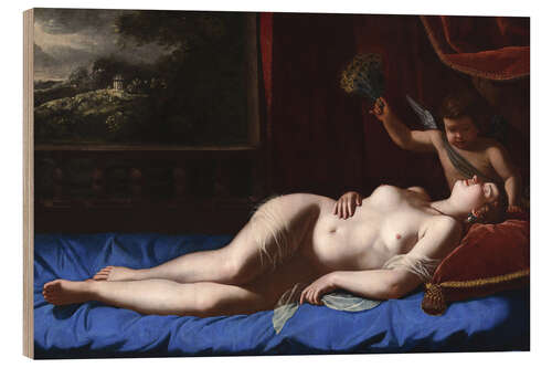 Wood print Venus and Cupid