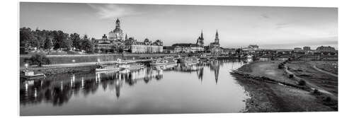 Foam board print Dresden skyline panorama black and white