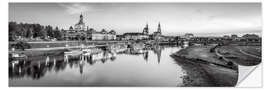 Självhäftande poster Dresden skyline panorama black and white