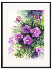 Gerahmter Kunstdruck Lila Petunien