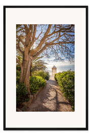 Gerahmter Kunstdruck Tempel im Garten Son Marroig, Mallorca