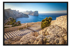 Gerahmter Kunstdruck Licht des Südens am Cap Formentor, Mallorca