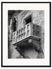 Gerahmter Kunstdruck Romeo und Julia Balkon, schwarzweiß