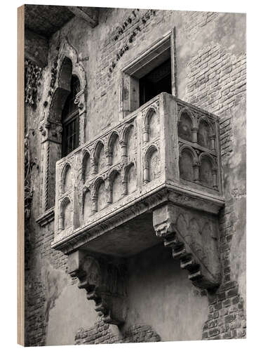 Tableau en bois Romeo and Juliet balcony, black and white