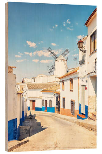 Wood print Village in La Mancha