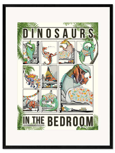 Framed art print Dinosaur in the bedroom