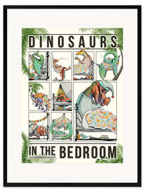 Impression artistique encadrée Dinosaur in the bedroom