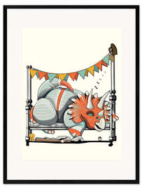 Impressão artística com moldura Triceratops in bed