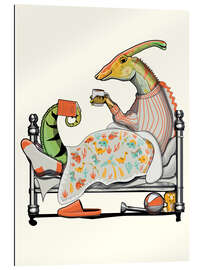 Galleriprint Parasaurolophus in bed with hot chocolate