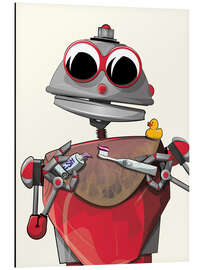 Magnettafel Alien beim Zähneputzen