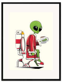 Gerahmter Kunstdruck Alien auf der Toilette