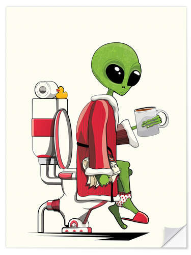 Wall sticker Alien on the toilet