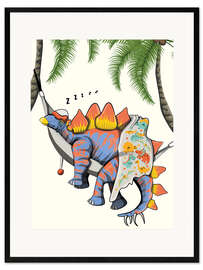 Framed art print Stegosaurus in the hammock