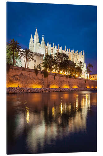 Acrylic print Palma de Mallorca Cathedral in the evening