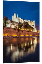 Aluminium print Palma de Mallorca Cathedral in the evening