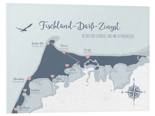 Tableau en PVC Fischland-Darß-Zingst map