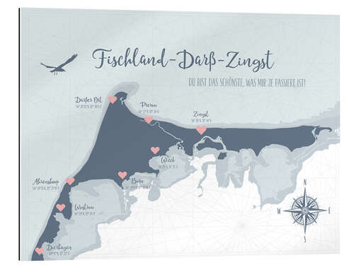 Stampa su plexi-alluminio Fischland-Darß-Zingst map