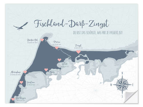 Wall sticker Fischland-Darß-Zingst map