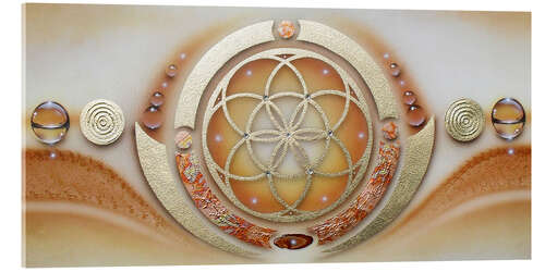 Akrylbilde Flower of life, orange
