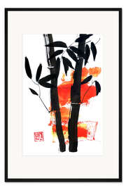 Gerahmter Kunstdruck Bambus auf Orange