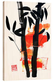 Wood print Bamboo on orange