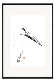 Gerahmter Kunstdruck Storch im Profil