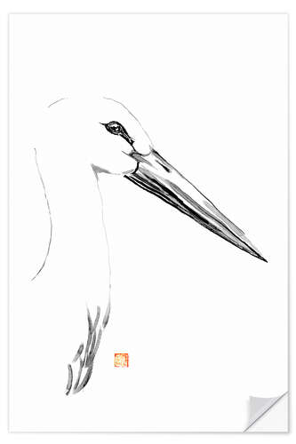 Selvklebende plakat Stork in profile