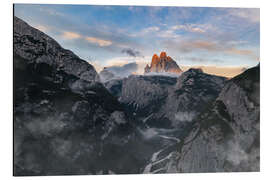 Alubild Tre Cime Di Lavaredo bei Sonnenuntergang, Dolomiten, Italien