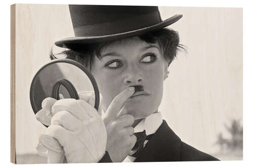 Holzbild Brigitte Bardot als Charlie Chaplin, 1965