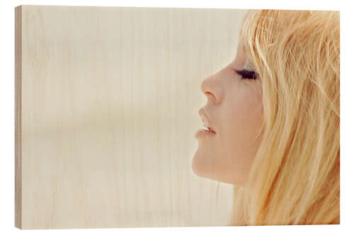 Wood print Brigitte Bardot on the beach 1965