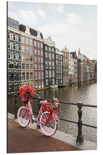 Aluminiumsbilde Pink Bike in Amsterdam