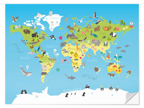 Selvklebende plakat The world of animals