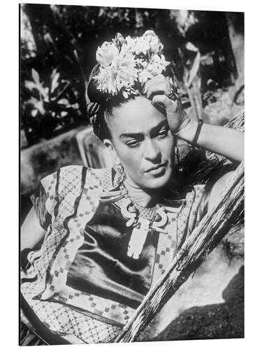 Aluminium print Frida Kahlo in a hammock, 1948