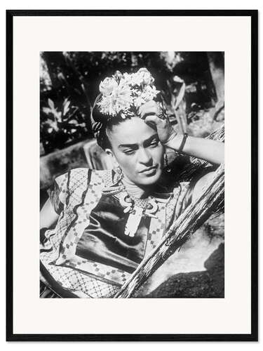 Inramat konsttryck Frida Kahlo i en hängmatta, 1948