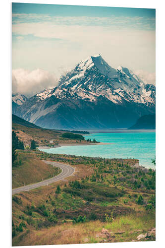 Foam board print Lake Pukaki and Mount Cook