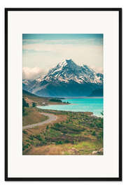 Gerahmter Kunstdruck Lake Pukaki und Mount Cook