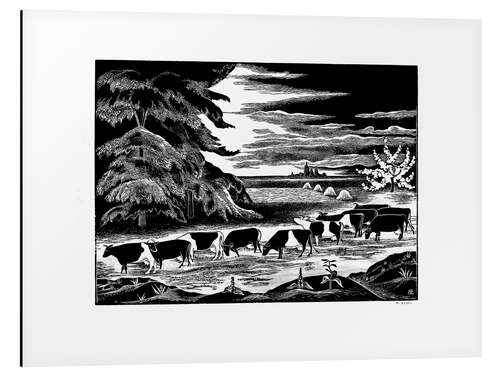 Tableau en aluminium Cows in a landscape