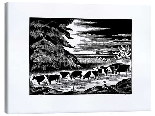 Canvas print Cows in a landscape