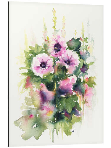 Aluminium print Grandma's Hollyhocks