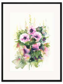 Gerahmter Kunstdruck Omas Stockrosen