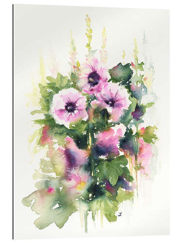 Tableau en plexi-alu Grandma's Hollyhocks