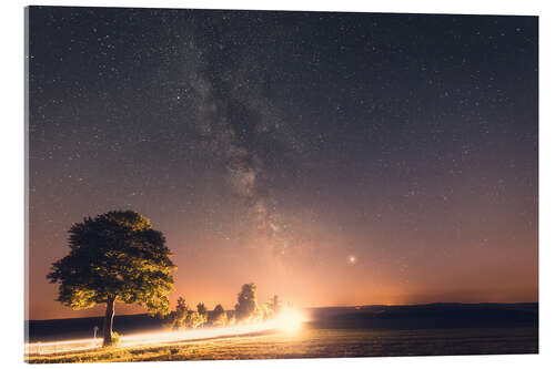 Acrylic print Milky way with starry sky in the Harz Mountains