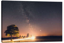 Canvas print Milky way with starry sky in the Harz Mountains