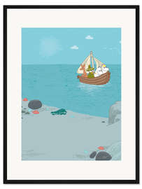 Gerahmter Kunstdruck Um die Welt segeln