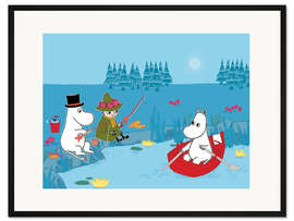 Gerahmter Kunstdruck Nachtangeln