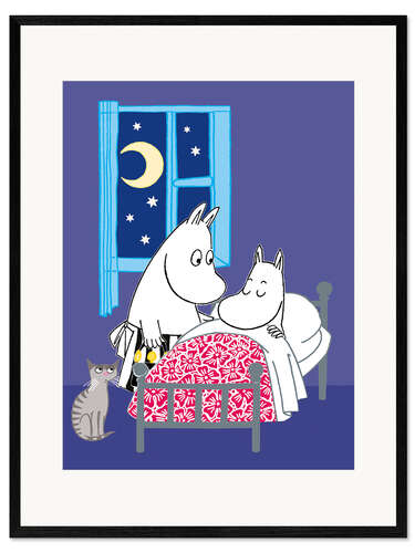 Kehystetty taidepainatus Good night Moomin