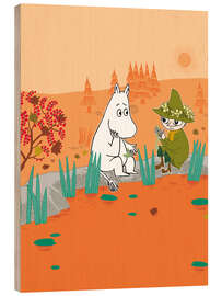 Wood print Moomin and Snufkin - Favourite place